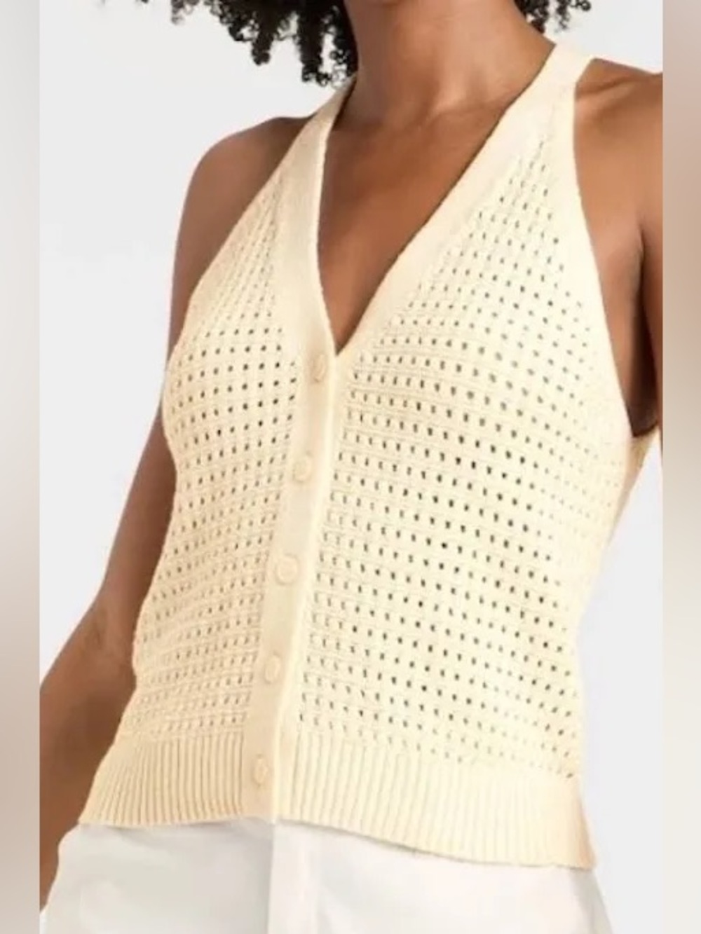 NWOT A New Day Sleeveless Crochet Sweater Vest Cream XS
